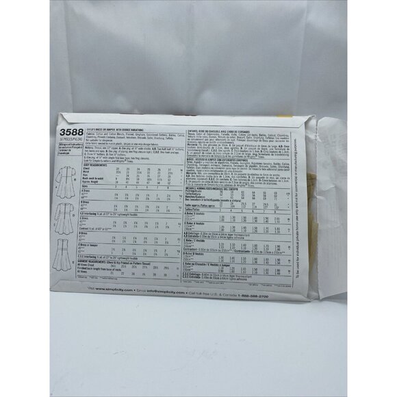 Simplicity 3588 Girls Size 3-8 Dress Jumper Sewing Pattern Cut 2007 - Picture 2 of 3